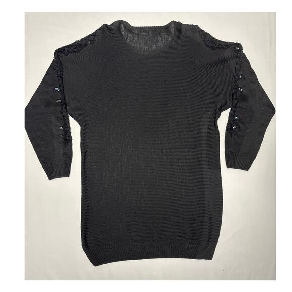 Vintage Y2K Victoria woman, black beaded oversized sweater size 1x - Picture 10 of 12